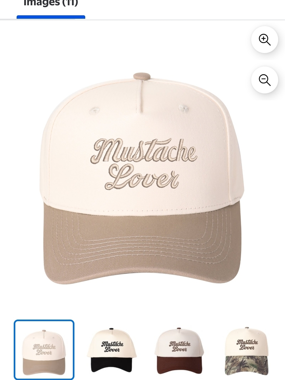 Mustache Lover Two-Tone Baseball Cap - Cream and Tan